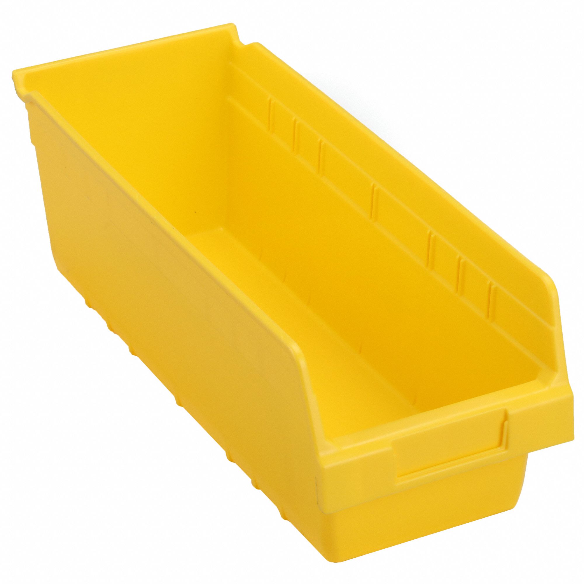 AKRO-MILS Shelf Bin: 17 7/8 in Overall Lg, 6 5/8 in x 6 in, Yellow,  Nestable, Label Holders