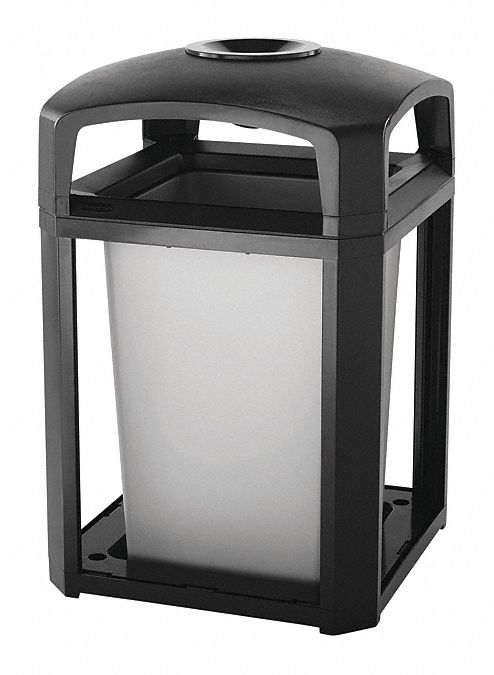 Trash Can: Square, Canopy Top, Canopy Top w/Ashtray, 26 in Overall Wd