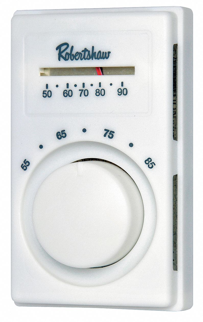 120-277VAC 50-90°F Discontinued by Manufacturer 15-25 AMP LINE Volt Mechanical ROBERTSHAW M601-25 SPST White Thermostat 