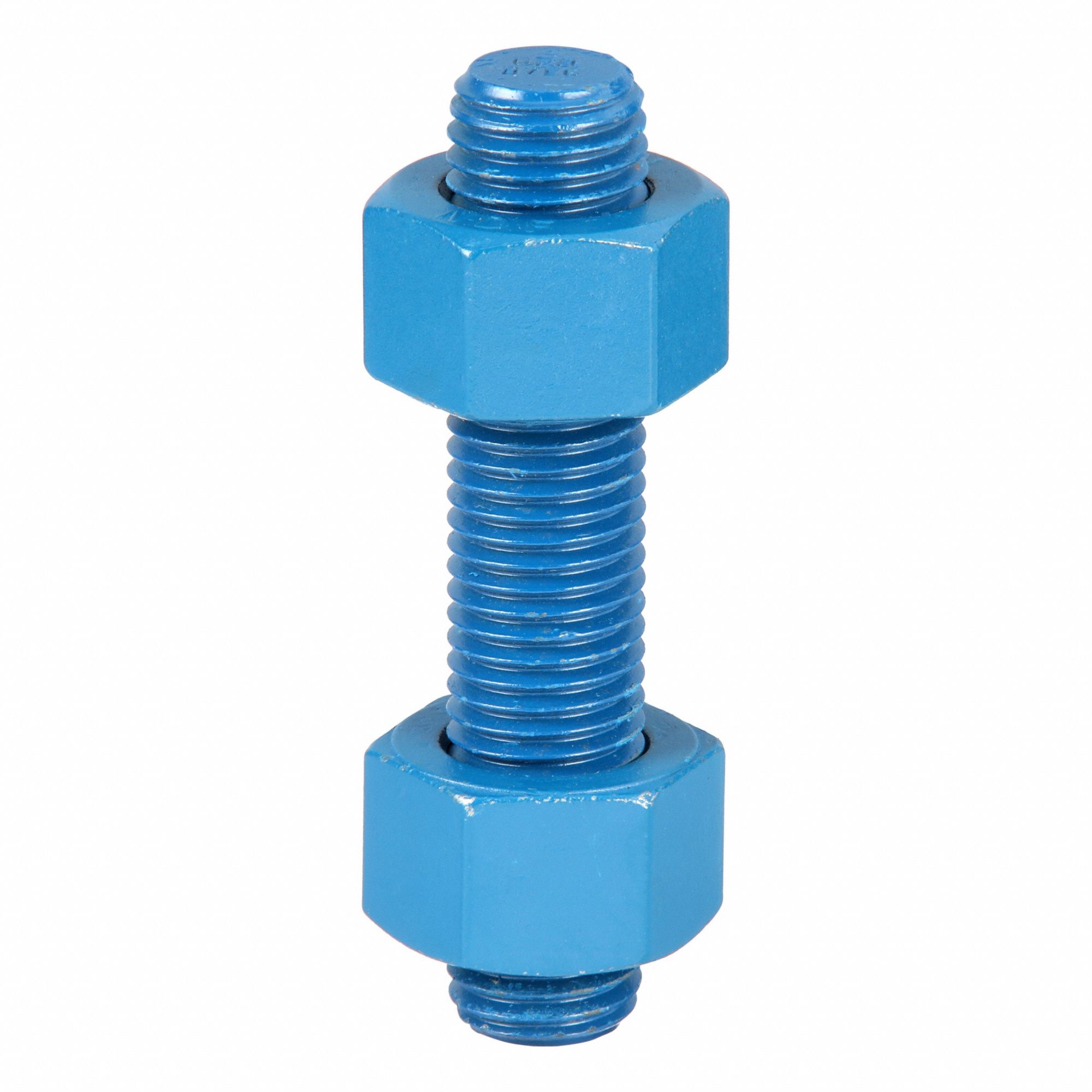 Fully Threaded Stud: 1"-8 Thread Size, Steel, Grade B7, PTFE Coated, 5 in Lg, 4 PK