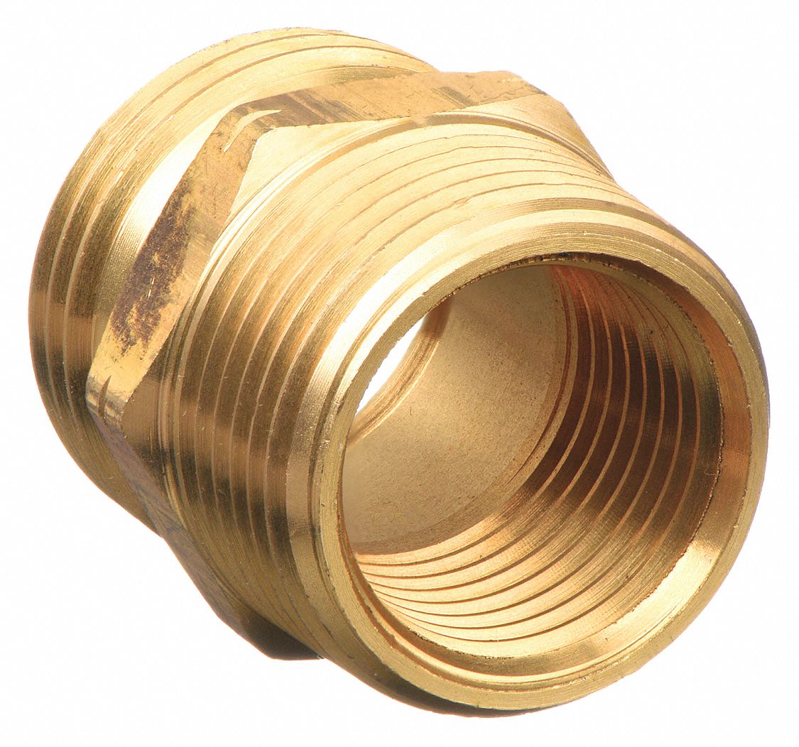 GARDEN HOSE ADAPTER, ½ X ¾ IN FITTING SIZE, MALE X MALE, RIGID, 33 MM OVERALL L