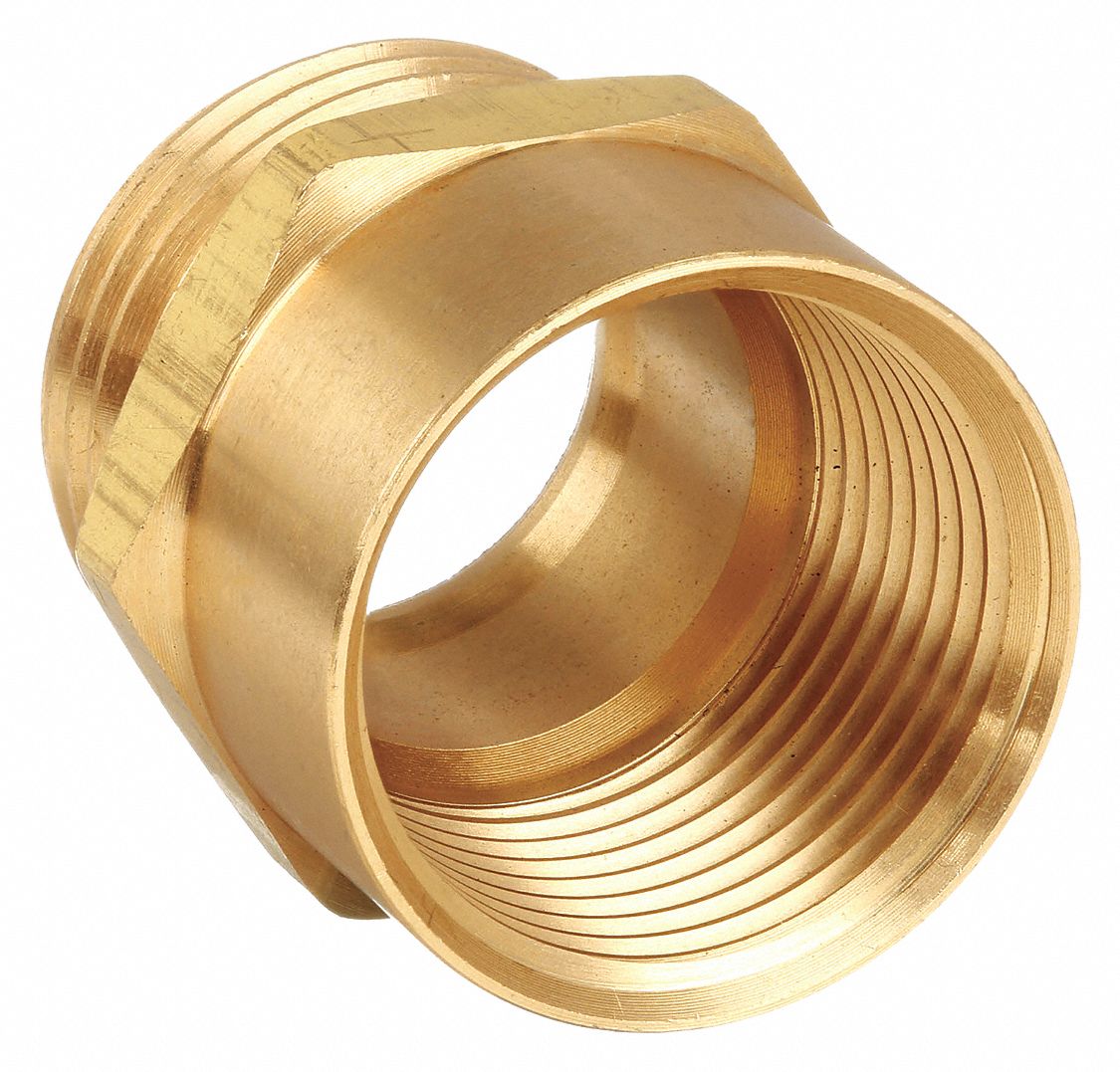 GARDEN HOSE ADAPTER, ¾ X ¾ IN FITTING, FEMALE X MALE, RIGID, 33 MM OVERALL L