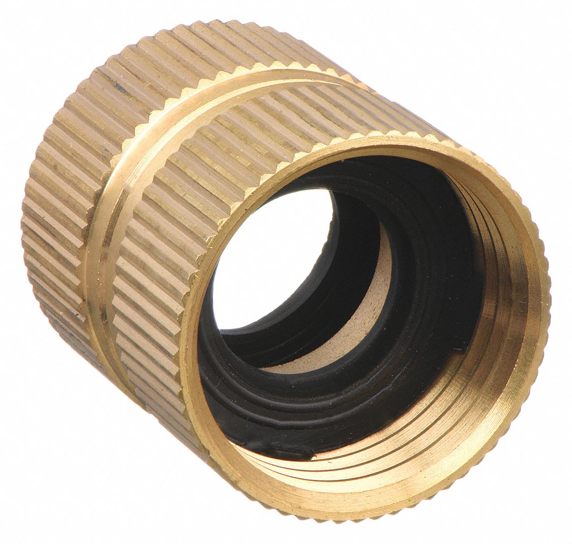 GARDEN HOSE ADAPTER, ¾ X ¾ IN FITTING, FEMALE X FEMALE, SWIVEL, 31 MM OVERALL L