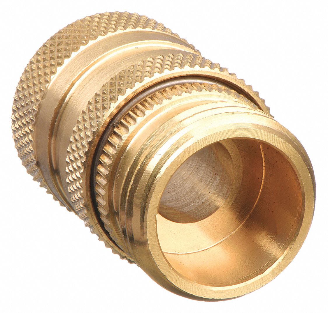 GARDEN HOSE ADAPTER, ¾ X ¾ IN FITTING SIZE, MALE X FEMALE, GHT X GHT, BRASS