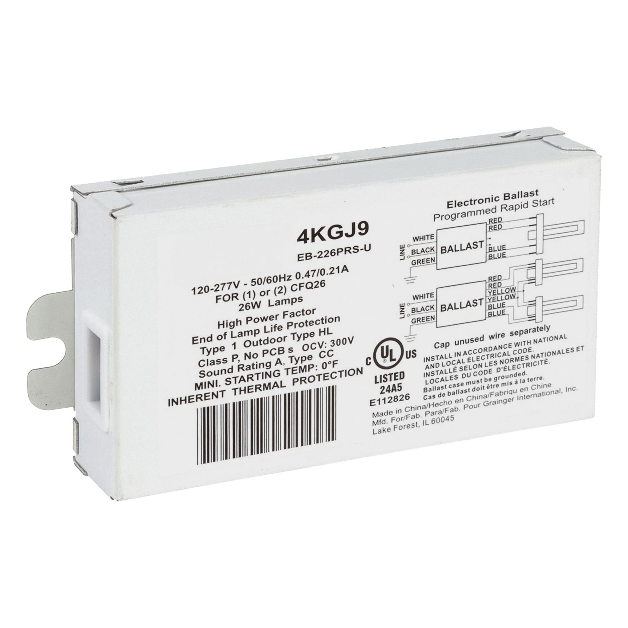 CFL Ballast: 120 to 277V AC, 1/2 Lamps Supported, 32 W_42 W Bulb Watt