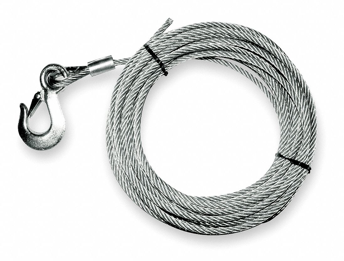 50 ft Galvanized Steel Winch Cable with 840 lb Working Load Limit