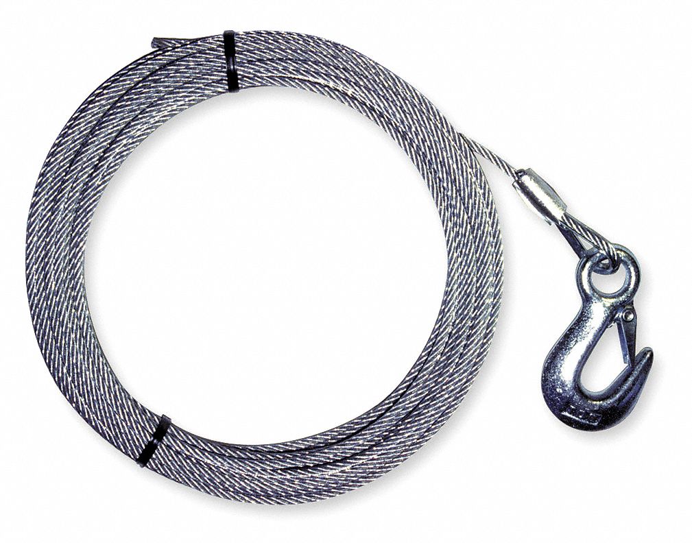 50 ft Galvanized Steel Winch Cable with 1120 lb Working Load Limit
