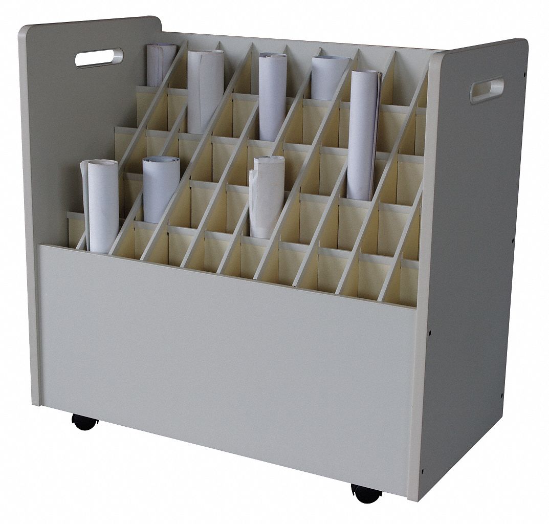 GRAINGER APPROVED Mobile Roll File, 50 Compartments 4KH344KH34