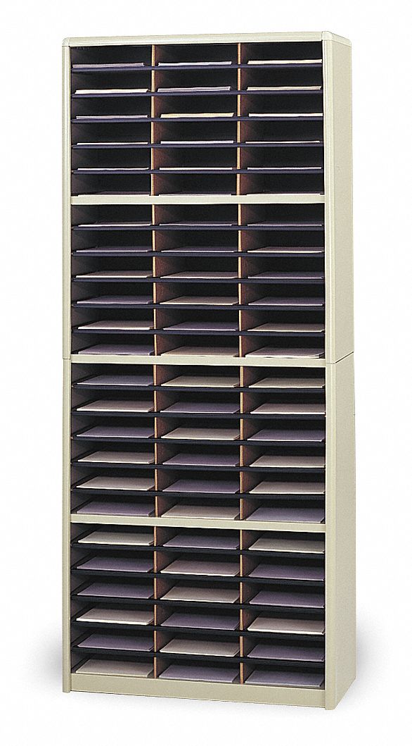 Horizontal Literature Organizer, Sand, Steel/Fiberboard, 75 in Height ...