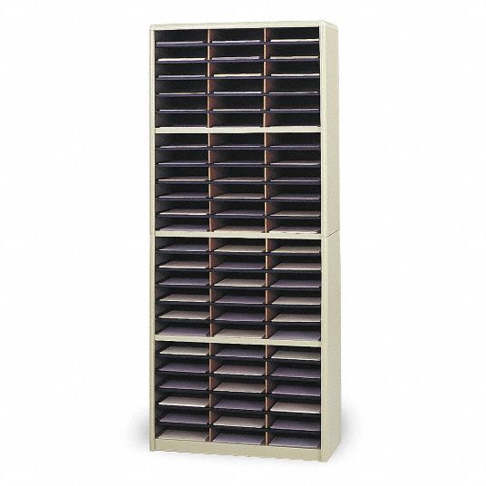 Horizontal Literature Organizer, Sand, Steel/Fiberboard, 75 in Height, 32 1/4 in Width Grainger