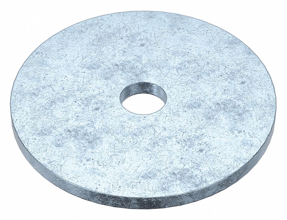 Large O.D. Oversized Washer: Case Hardened, Zinc Plated, Steel, 3/16 in Screw Sz, 1, 500 PK