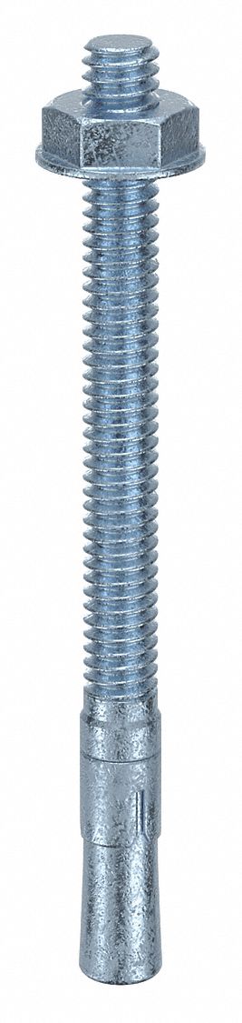 Wedge Anchor: 3 1/4 in Overall Lg, 1/4 in Dia, 1/4"-20 Thread Size, Steel, 100 PK