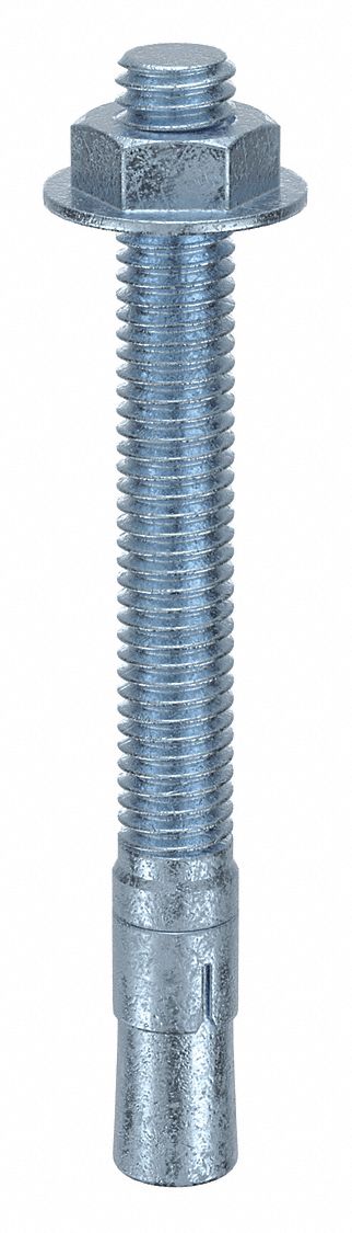 WEDGE ANCHOR, 3¾ IN OVERALL L, ⅜ IN DIAMETER, ⅜"-16 THREAD SIZE, STEEL, 50 PK