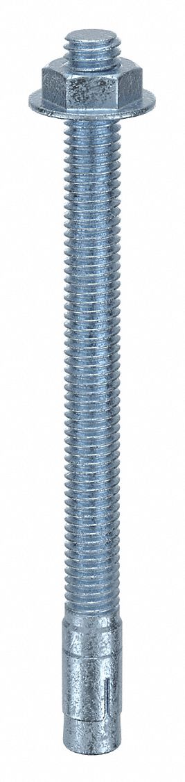 WEDGE ANCHOR, 5 IN OVERALL L, ⅜ IN DIA, ⅜"-16 THREAD SIZE, 4 IN THREAD L, 50 PK