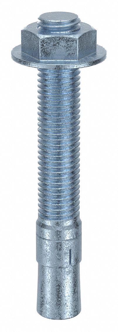 Wedge Anchor: 5 1/2 in Overall Lg, 3/4 in Dia, 3/4"-10 Thread Size, Steel, 20 PK