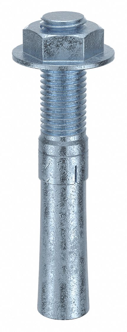 Wedge Anchor: 6 in Overall Lg, 7/8 in Dia, 7/8"-9 Thread Size, Steel, Steel, 10 PK