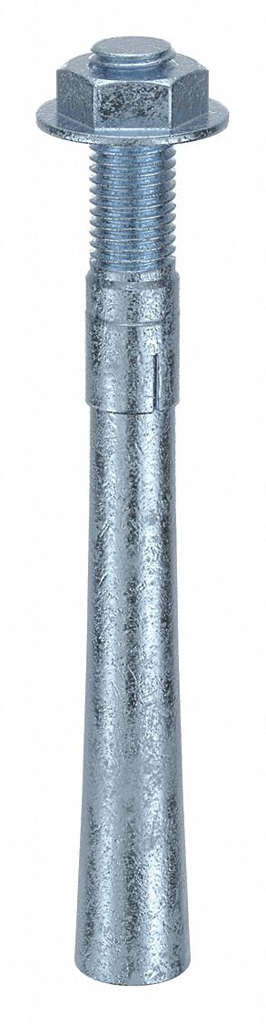 Wedge Anchor: 10 in Overall Lg, 7/8 in Dia, 7/8"-9 Thread Size, Steel, Steel, 10 PK