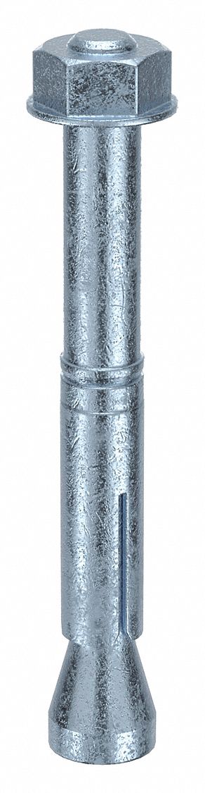 Wedge Anchor Stud: 67 mm Overall Lg, 10 mm Dia, M6 Thread Size, Steel, Steel, 100 PK