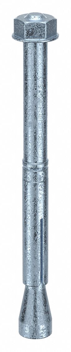 Wedge Anchor Stud: 97 mm Overall Lg, 10 mm Dia, M6 Thread Size, Steel, Steel, 50 PK