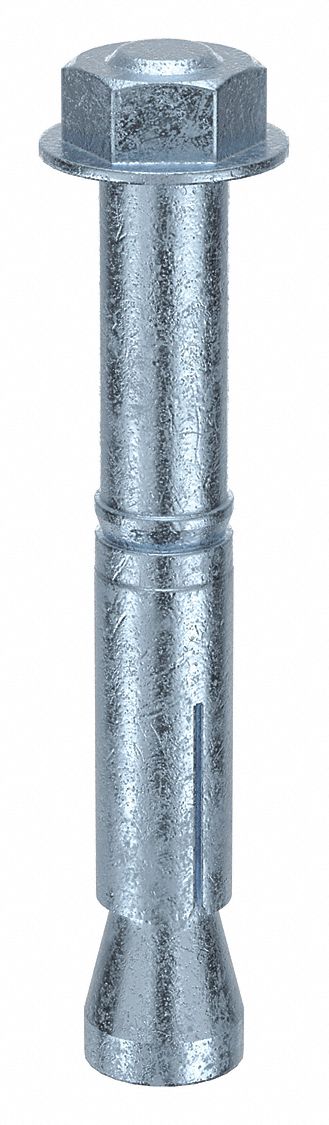 Wedge Anchor Stud: 96 mm Overall Lg, 15 mm Dia, M10 Thread Size, Steel, Steel, 25 PK