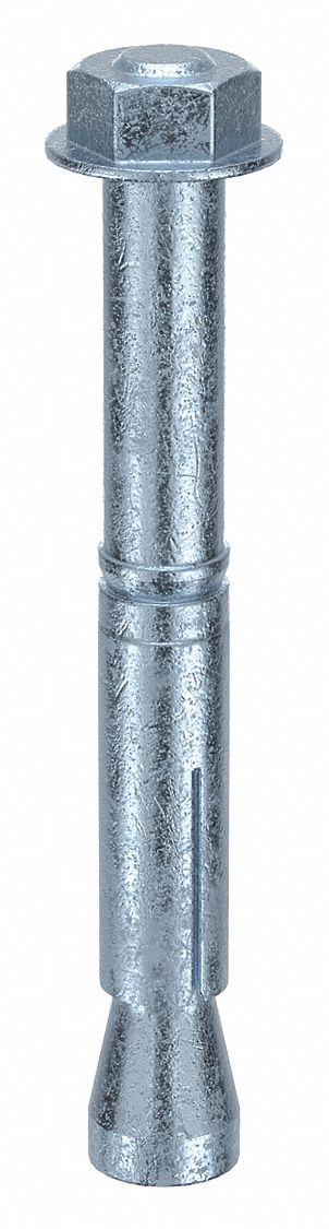 Wedge Anchor Stud: 111 mm Overall Lg, 15 mm Dia, M10 Thread Size, Steel, Steel, 25 PK