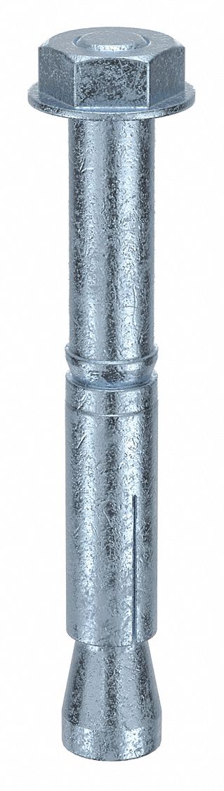 Wedge Anchor Stud: 201 mm Overall Lg, 28 mm Dia, M20 Thread Size, Steel, Steel, 10 PK