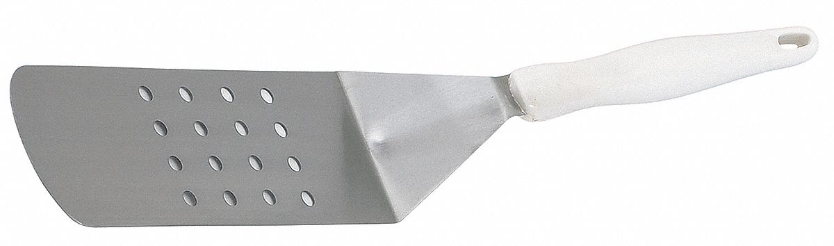 Turner: Stainless Steel, 8 1/4 in Blade Lg, 2 7/8 in Blade Wd, 16 1/2 in Overall Lg, White