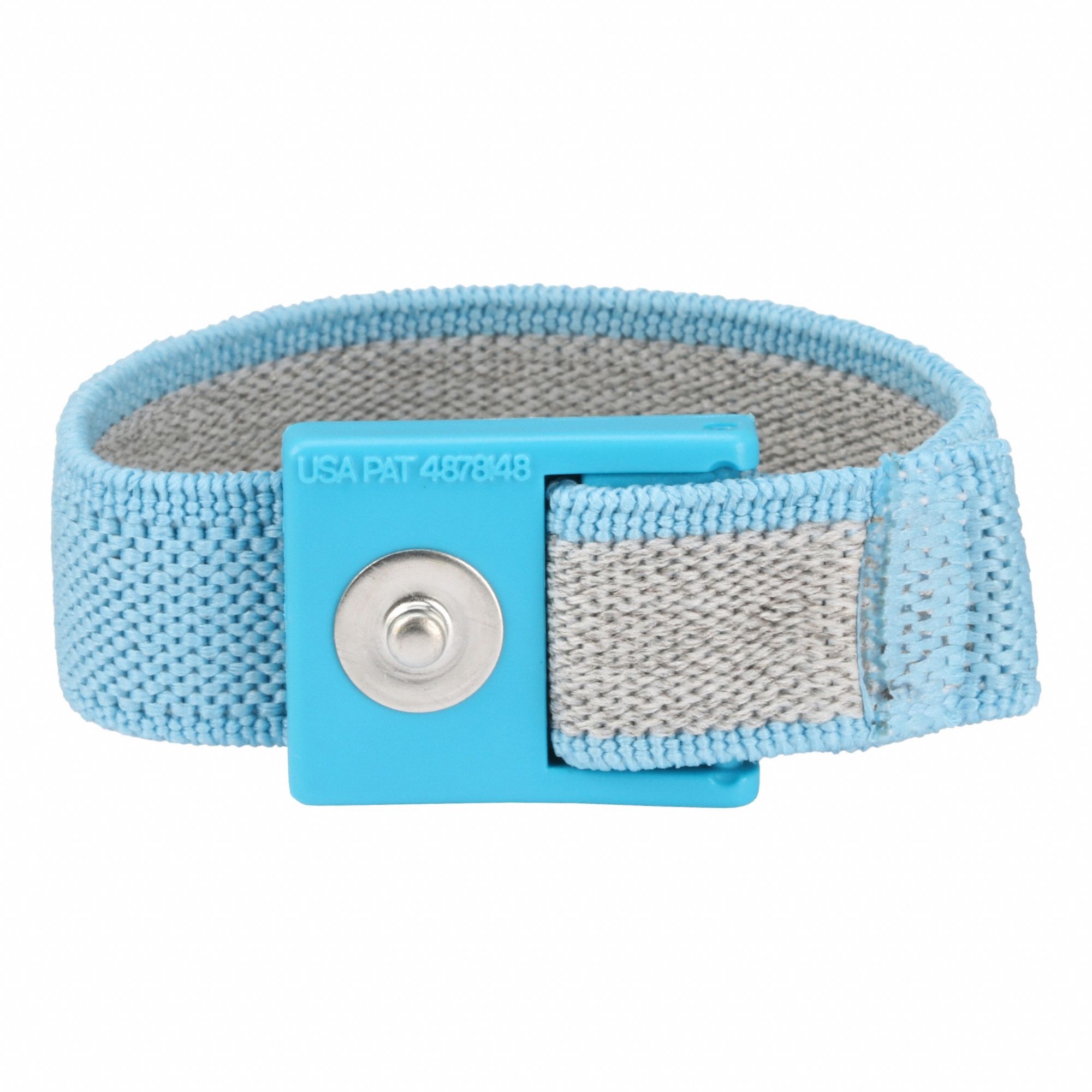 Static Control Wrist Strap: Elastic, Blue, 0 Strap Conductors, Coiled, Snap Fastening, 6081