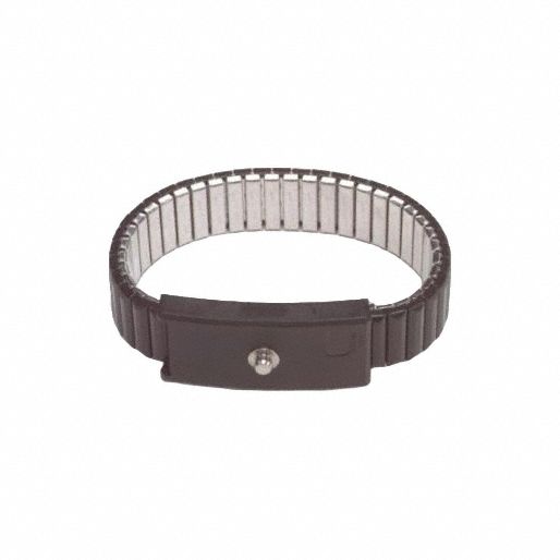 Static Control Wrist Strap: Metal, Black, 0 Strap Conductors, Coiled, Snap Fastening, 6083