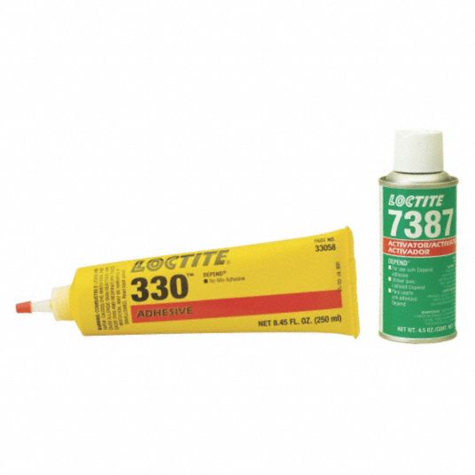 LOCTITE Acrylic Adhesive AA 330, Activator Cured, 250 mL, Syringe, Yellow, Gel 4KL151691005