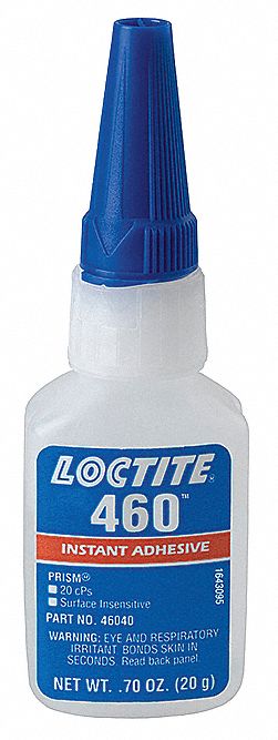 INSTANT ADHESIVE, 460, PLASTICS, 0.7 OZ BOTTLE, CLEAR, THIN LIQUID, 50 G/L AND UNDER