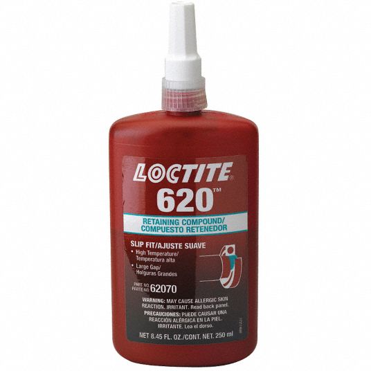 LOCTITE Retaining Compound: 620, 8.5 fl oz, Bottle, Green, High-Temp ...