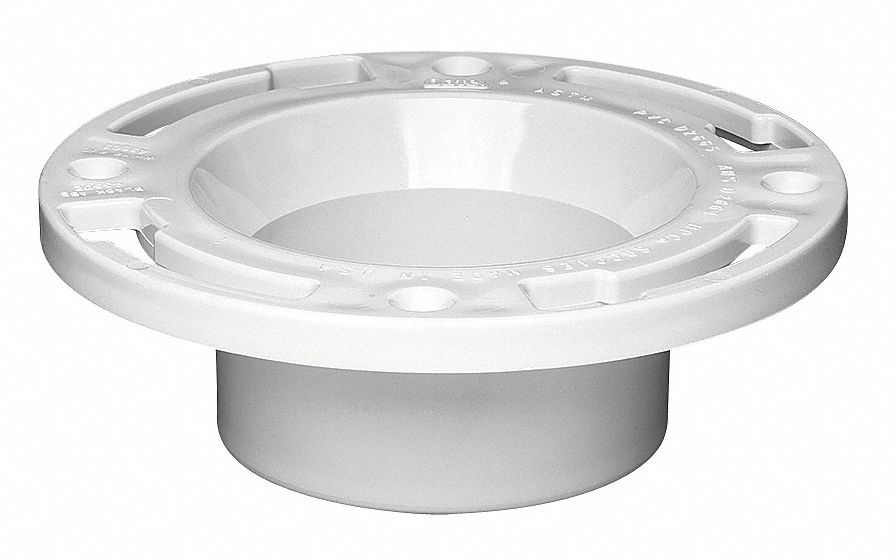 TOILET FLANGE: UNIVERSAL FIT, 3 IN/4 IN SIZE, PVC, MOST TOILETS