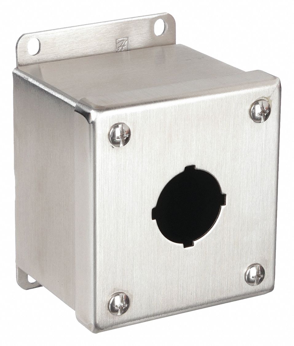 PUSH BUTTON ENCLOSURE, 30 MM, 1 HOLES, 304 STAINLESS STEEL, NEMA 4X