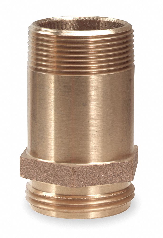 GRAINGER APPROVED 2 1/2 in Brass Fire Hose Rack Nipple, Pipe Nipple