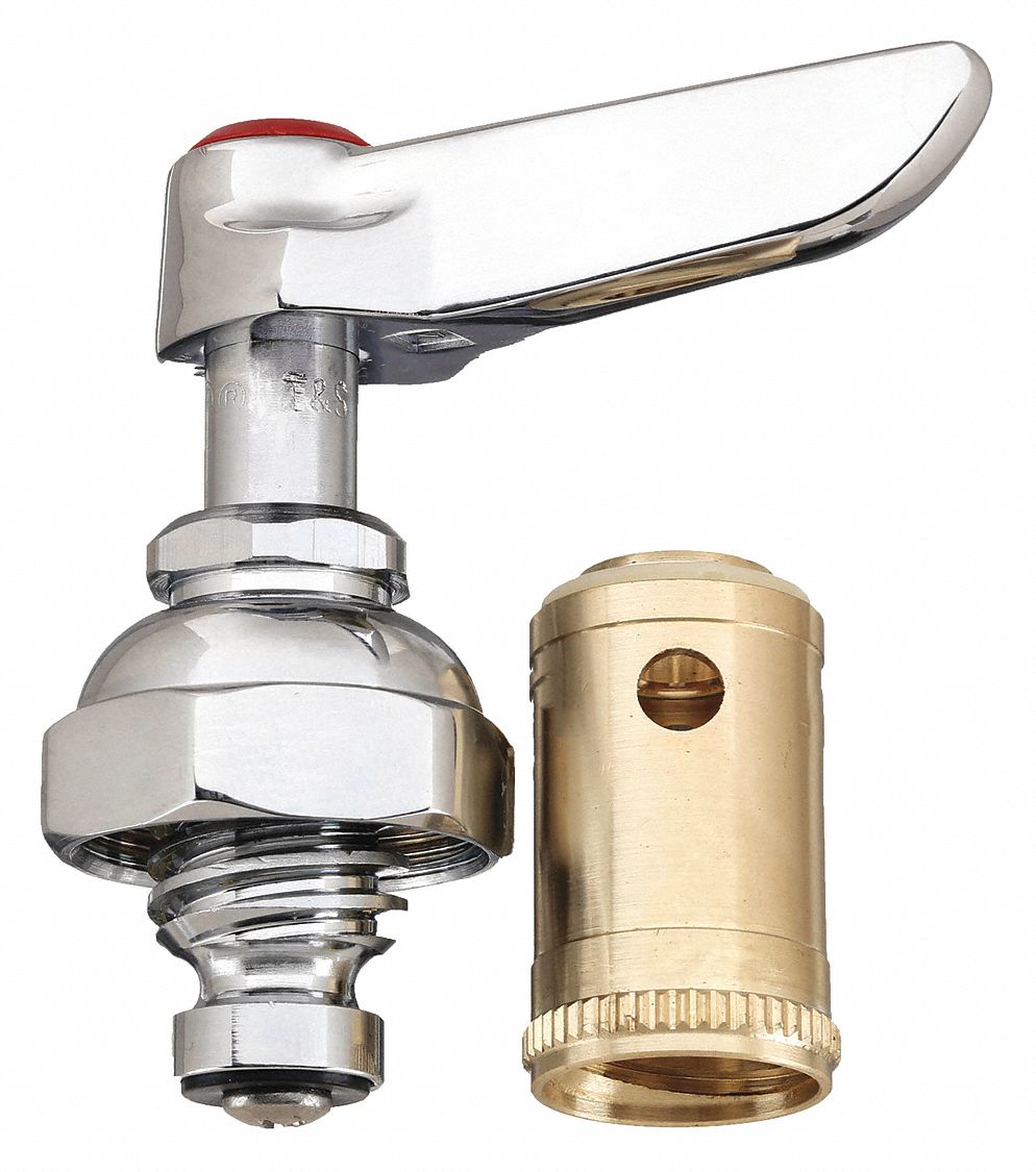 Handle: T&S Brass, Lever Handle, Use with Hot Water Temp, Brass, Chrome Finish, Cartridge