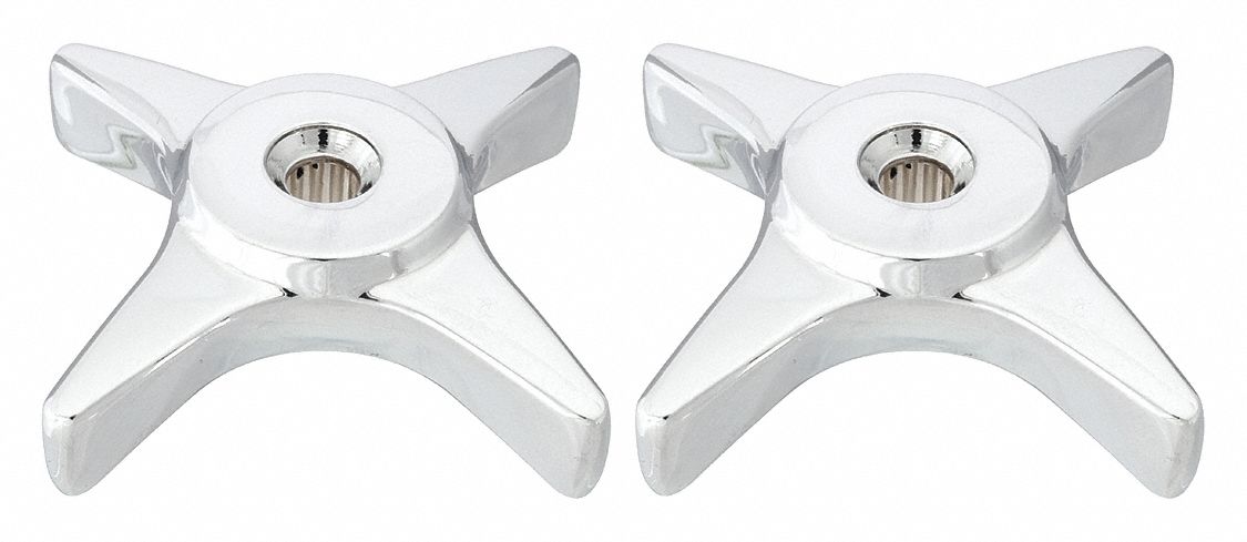 Handle: T&S Brass, Cross Handle, Use with Hot/Cold Water Temp, Brass, Chrome Finish