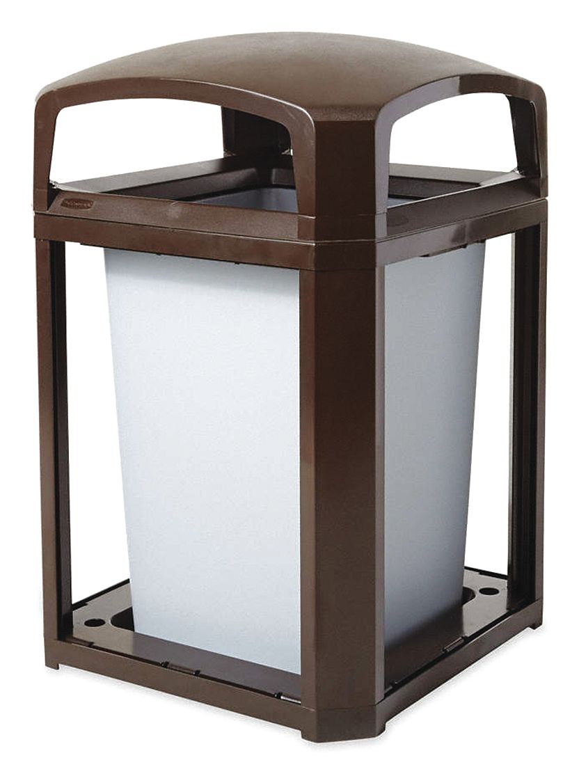 TRASH CAN,35 GAL.,SABLE,POLYCARBONATE