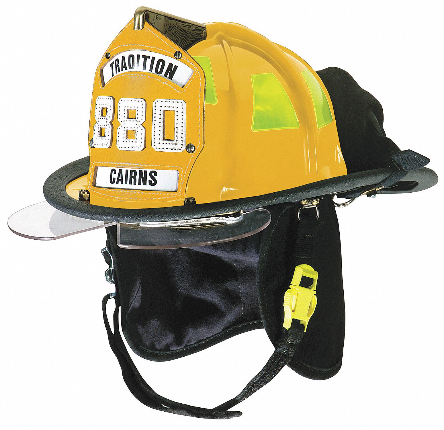 Yellow Fire Helmet, Shell Material: Thermoplastic, Ratchet Suspension, Fits Hat Size: 5-5/8 to 7 5/8