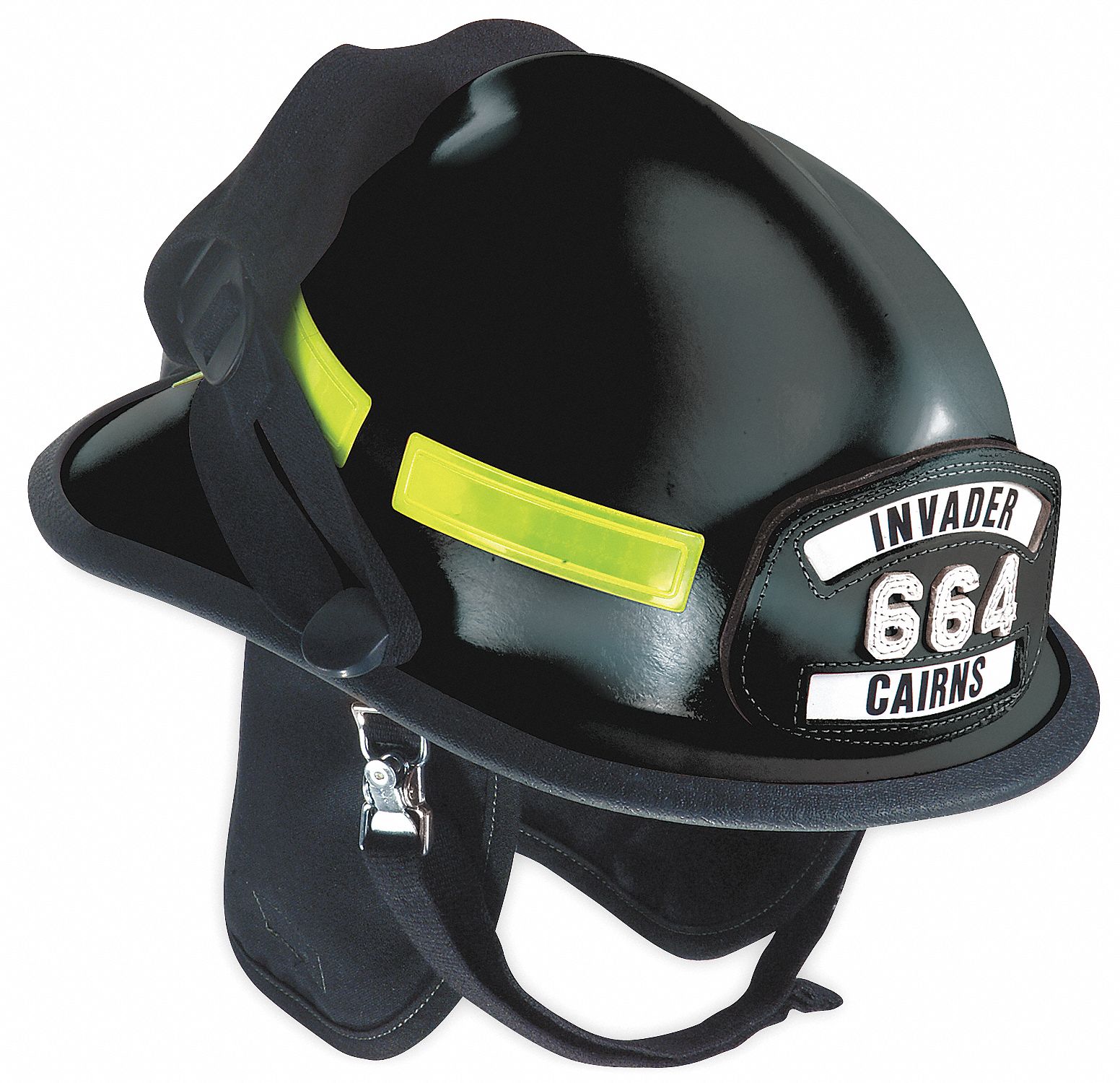 Black Fire Helmet, Shell Material: Fiberglass, Ratchet Suspension, Fits Hat Size: 6-3/8 to 8-3/8"