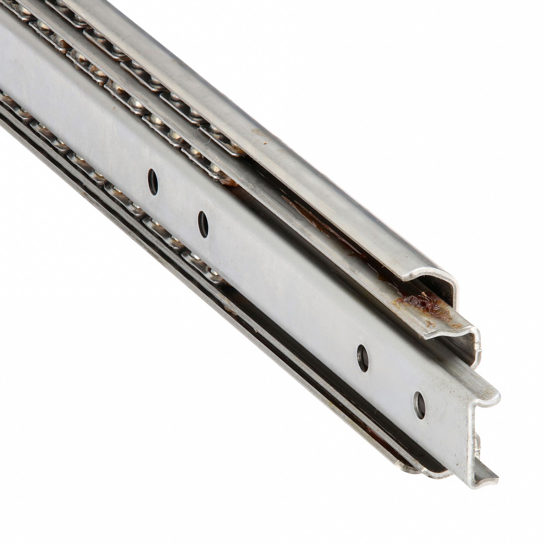 Drawer Slide: Ball Bearings, Side, Over-Travel, 17 23/32 in Closed Lg, 18 5/8 in Travel Lg