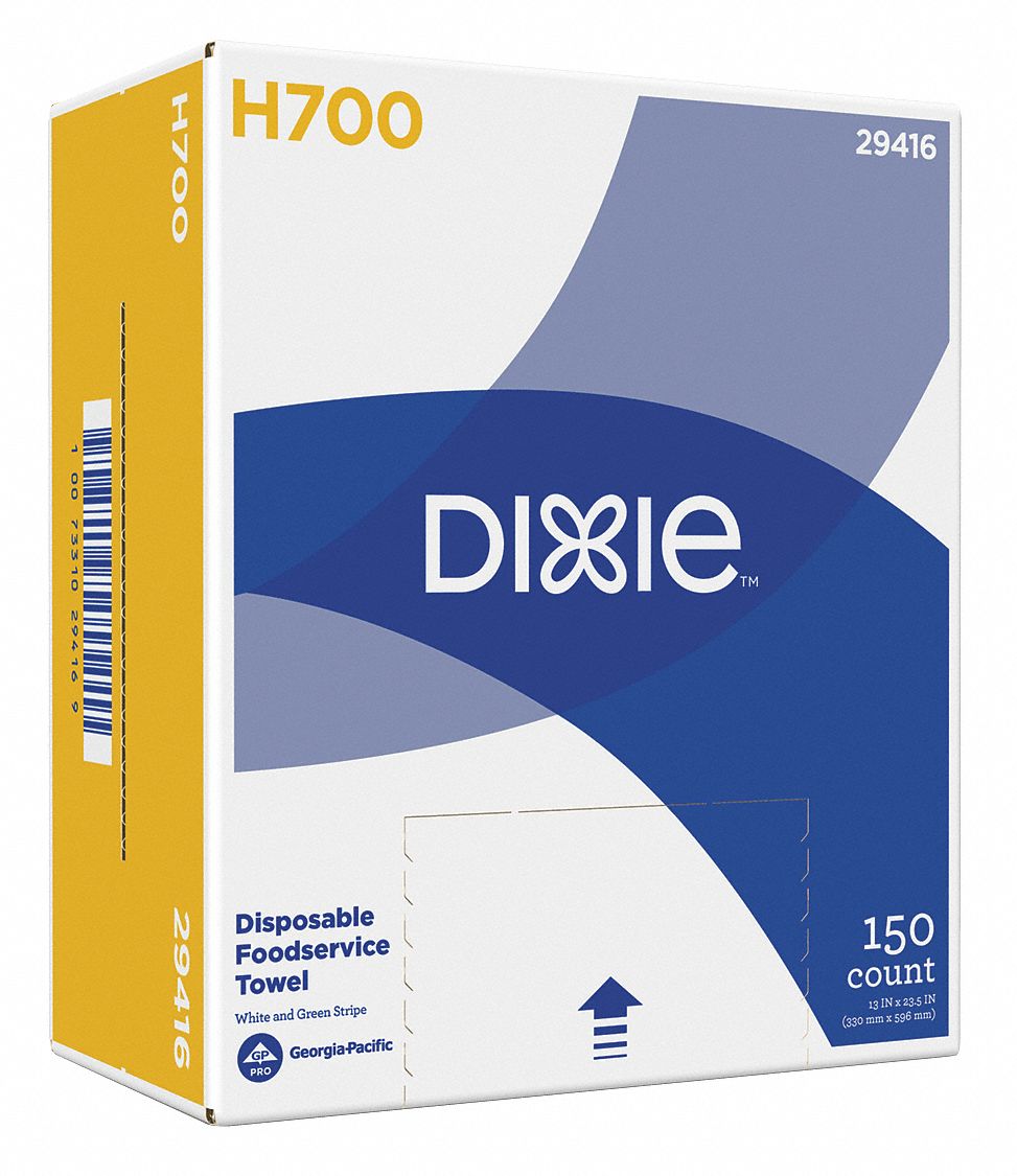 Dry Wipe: Dispenser Box, Dixie™ H700, 13 in x 23 1/2 in Sheet Size, 150 Sheets
