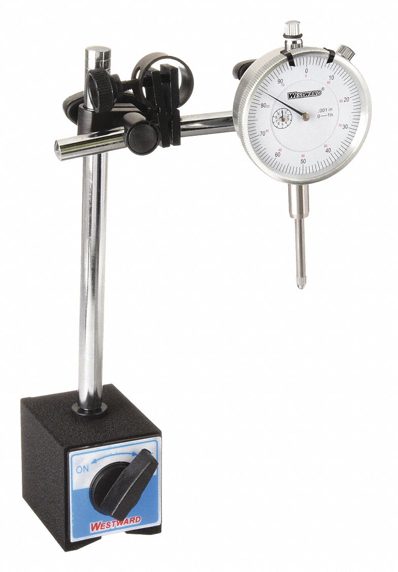 WESTWARD, 0 in to 1 in Range, 0100 Dial Reading, Dial Indicator & Mag