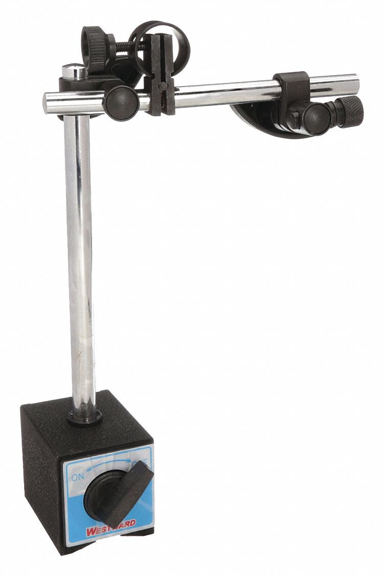 MAGNETIC-BASE INDICATOR HOLDER, RIGID ARM, 85 LBF HOLDING POWER, V STEP