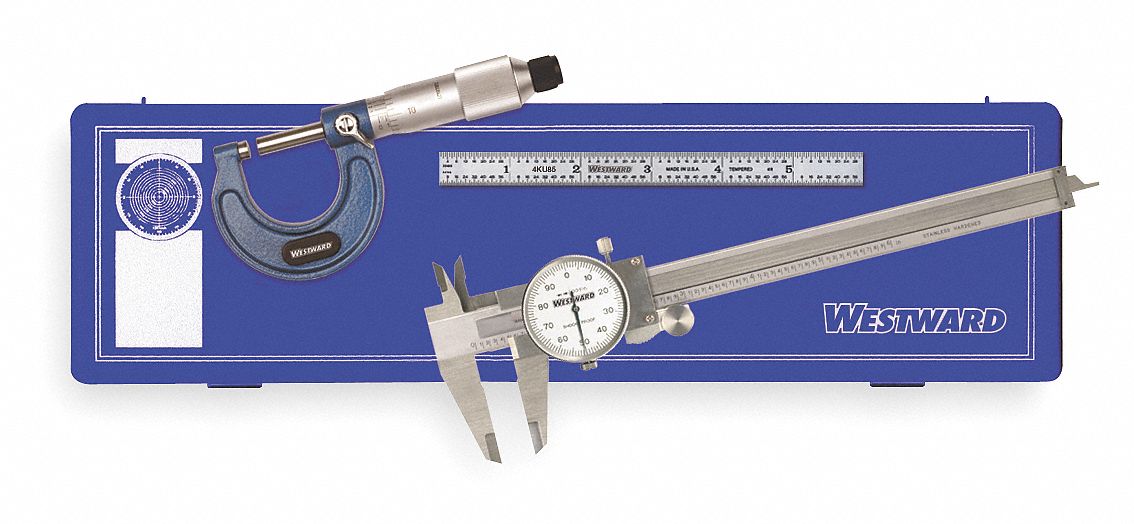 PRECISION MEASURING TOOL KIT, 2 PIECES, DIAL CALIPER, MECHANICAL OUTSIDE MICROMETER