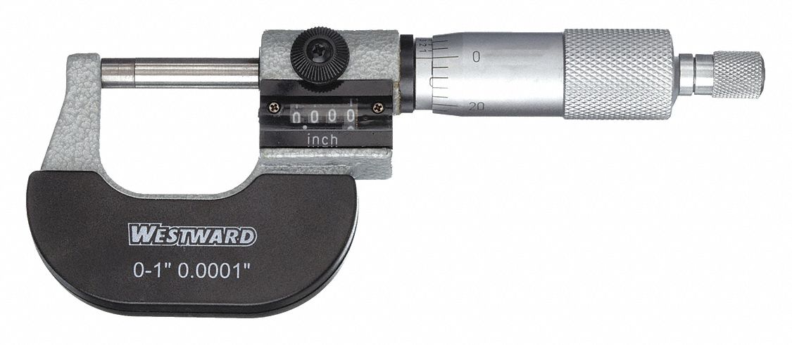 DIGIT COUNTER OUTSIDE MICROMETER, INCH, 0 IN TO 1 IN RANGE, +/-0016 IN ACCURACY