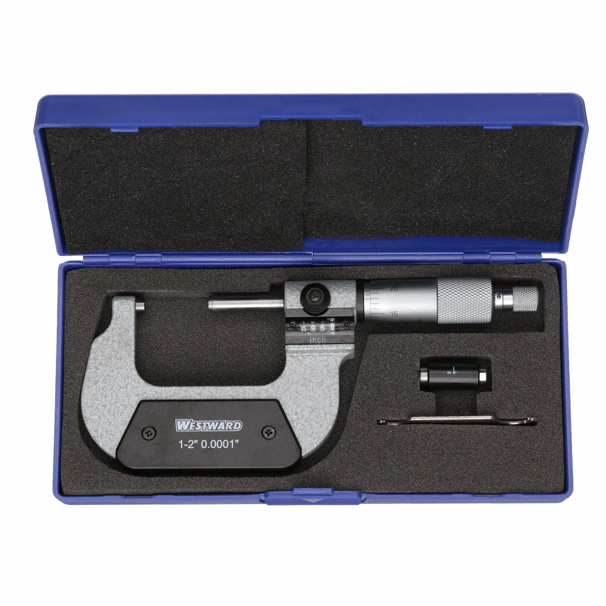 WESTWARD Digit Counter Outside Micrometer Inch, 1 in to 2 in Range