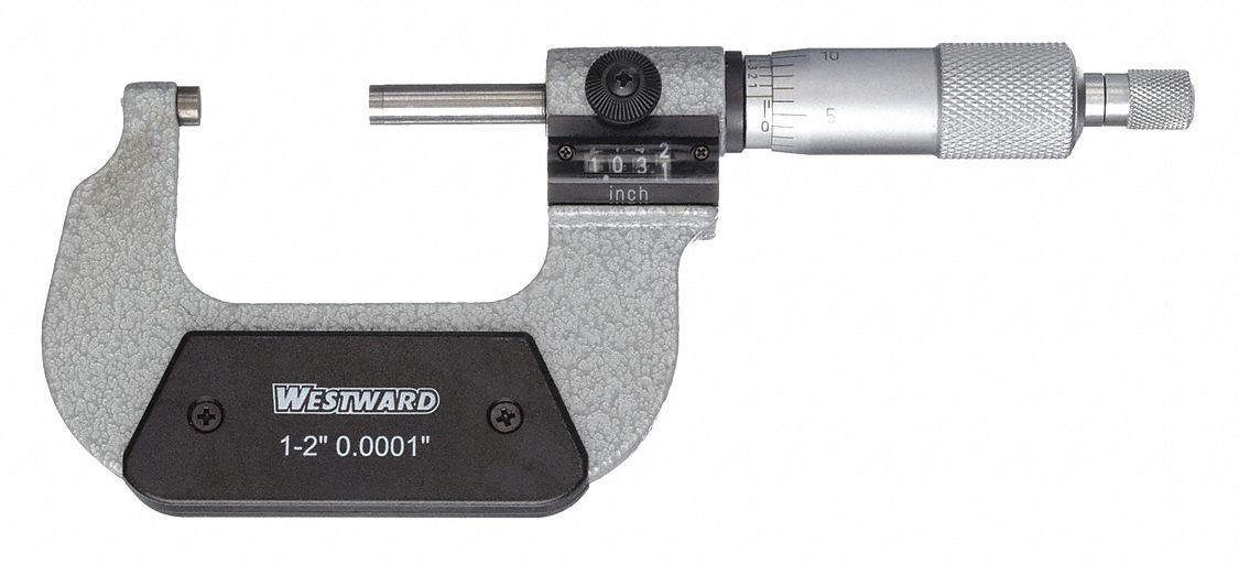 MICROMÈTRE NUMÉRIQUE EXTÉRIEUR À COMPTEUR, PO, GAMME DE 1 À 2 PO, PRÉCISION +/- 0,0016 PO
