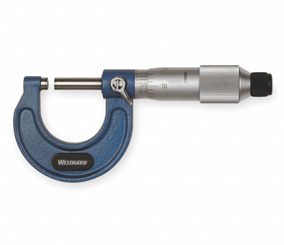 WESTWARD Micrómetro p/Exteriores,Eje Plano,Trinq