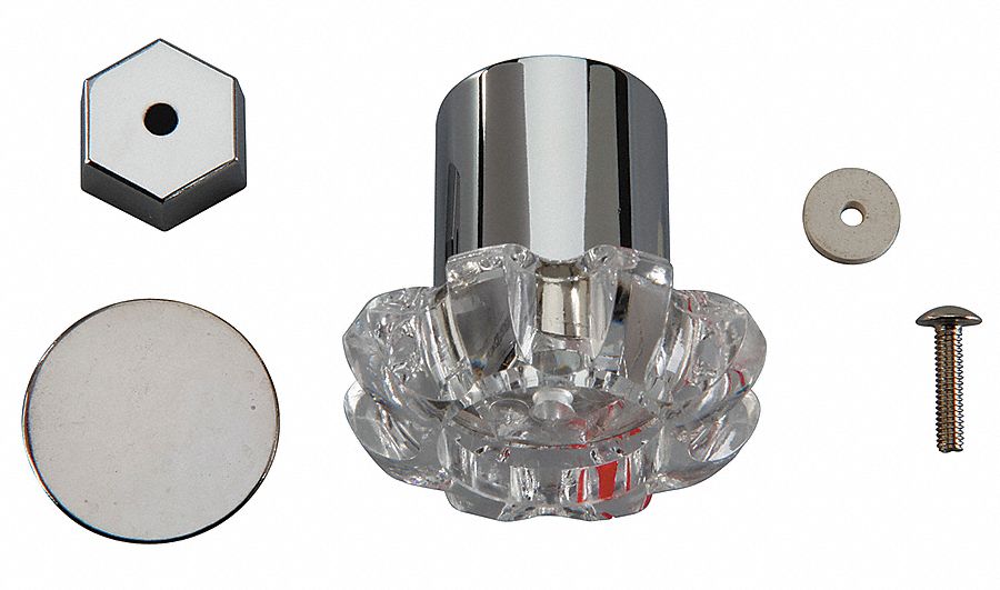 Handle: Powers, For 420 Series, Knob Handle, Use with Hot/Cold Water Temp, Plastic, Chrome Finish